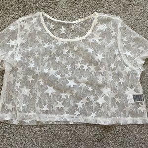 Sheer Cropped Star Mesh Top